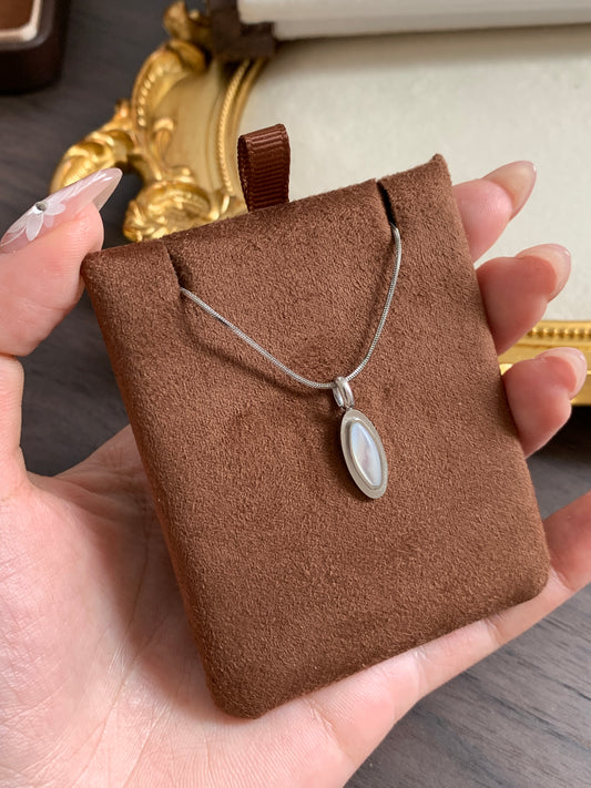 Mother-of-Pearl Oval Pendant Necklace