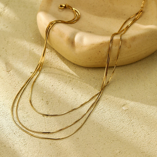 Triple-Layer Stainless Steel Gold Necklace