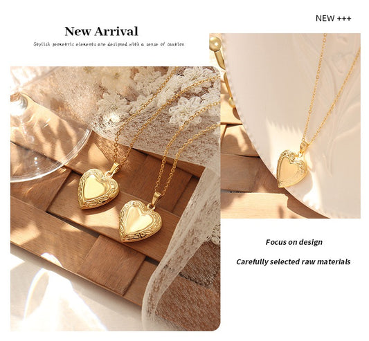 Gold Heart Locket Necklace