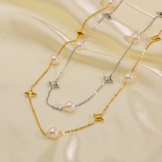 Celestial Pearl Star Necklace