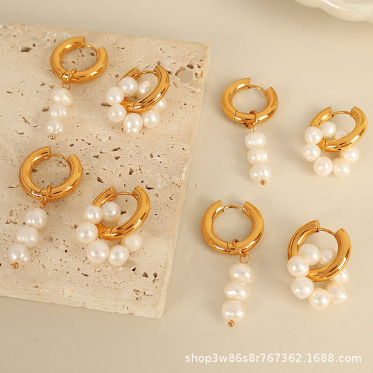 Mismatch Pearl Elegance Hoop Earrings
