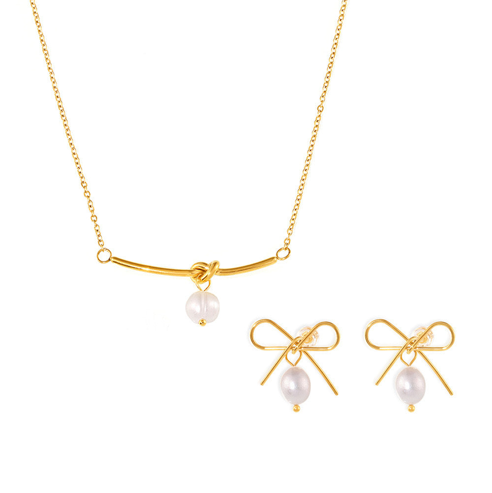 Dainty Bow Knot Dangle Earrings Necklaces