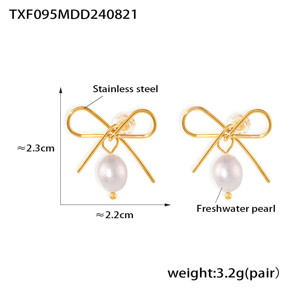 Dainty Bow Knot Dangle Earrings Necklaces