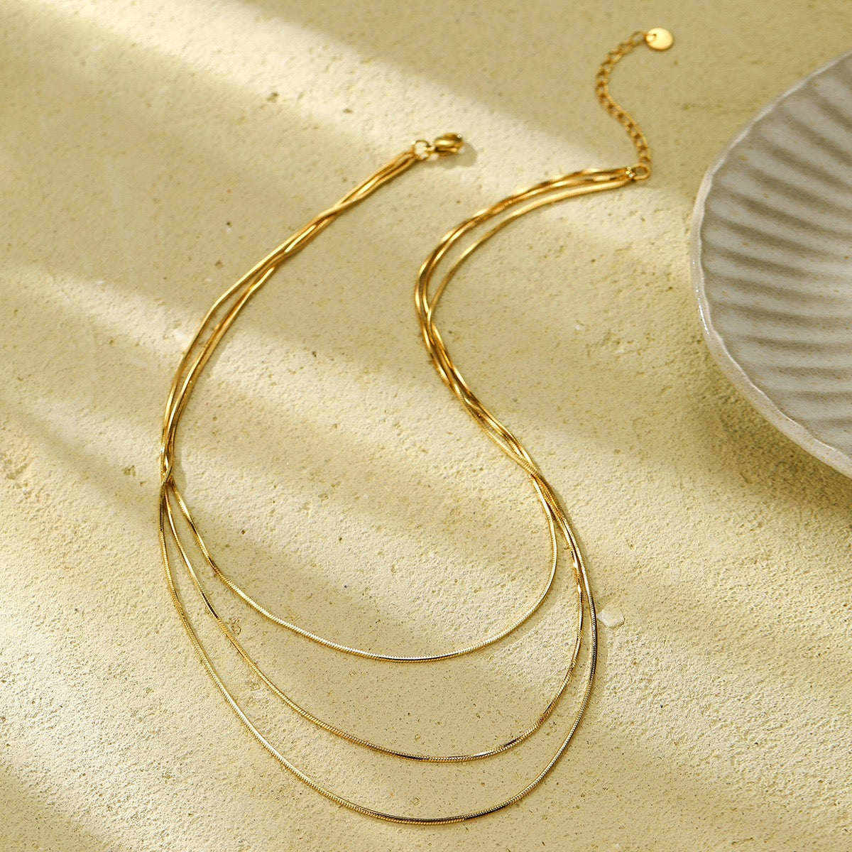 Triple-Layer Stainless Steel Gold Necklace