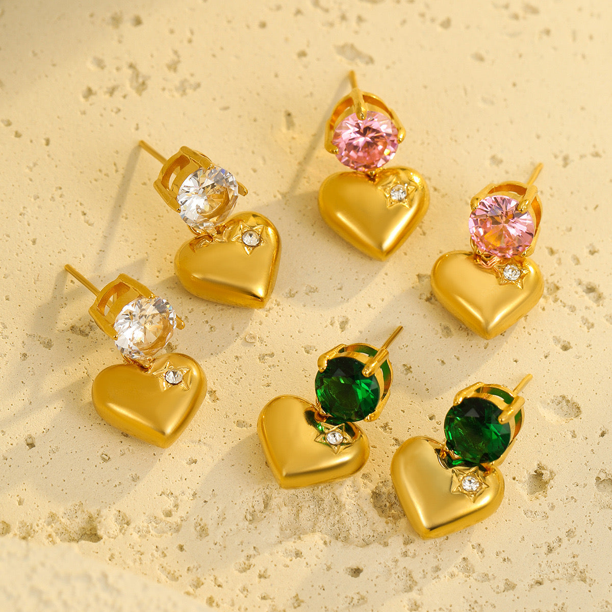 Heart Charm Gemstone Earrings