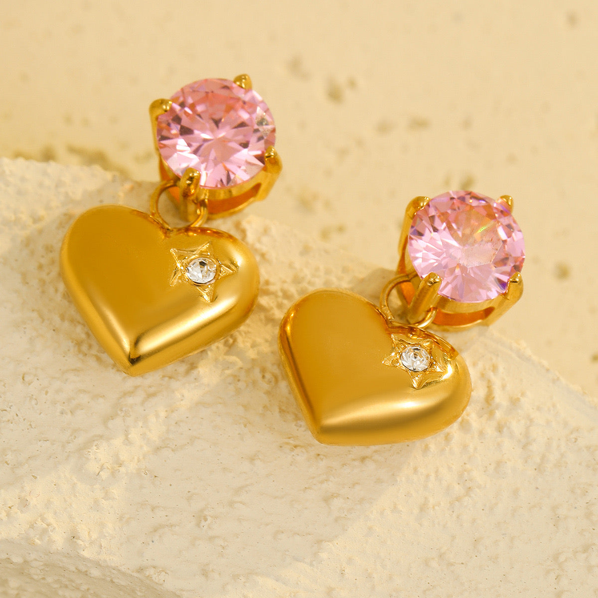 Heart Charm Gemstone Earrings