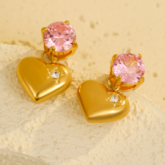 Heart Charm Gemstone Earrings