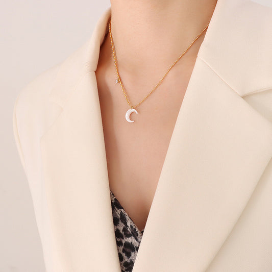 Mother of Pearl Crescent Moon Necklace