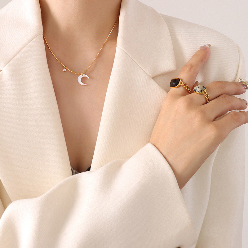 Mother of Pearl Crescent Moon Necklace