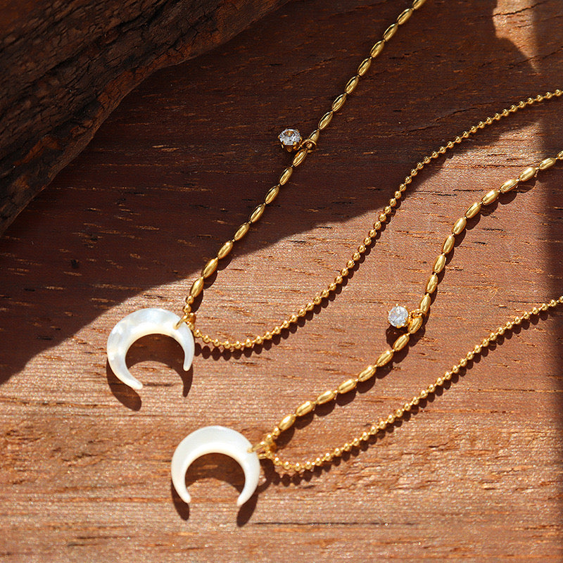 Mother of Pearl Crescent Moon Necklace