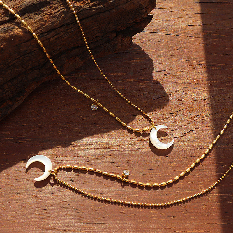 Mother of Pearl Crescent Moon Necklace