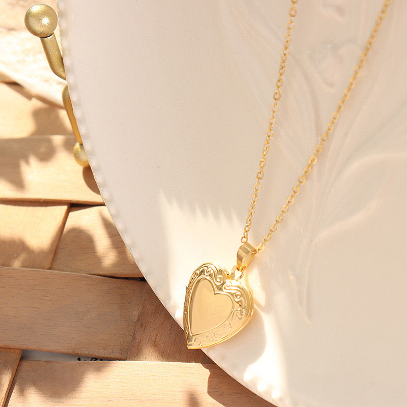 Gold Heart Locket Necklace