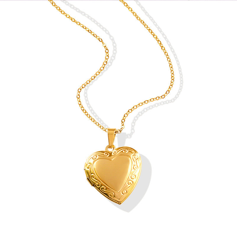 Gold Heart Locket Necklace