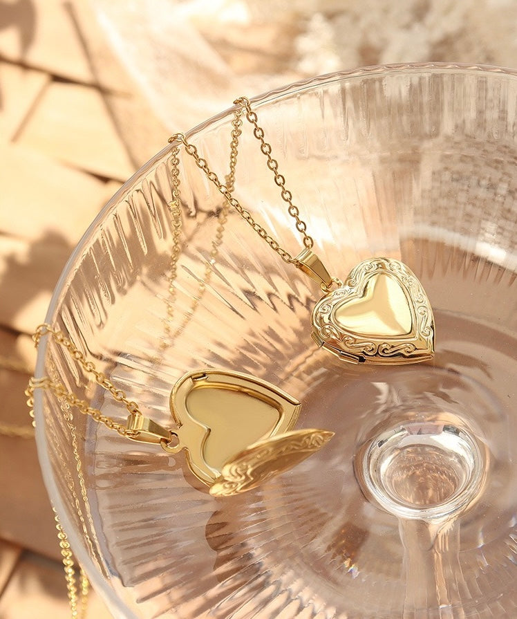 Gold Heart Locket Necklace