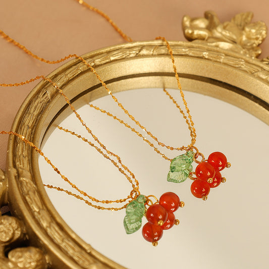 Red Agate Cherry Necklace