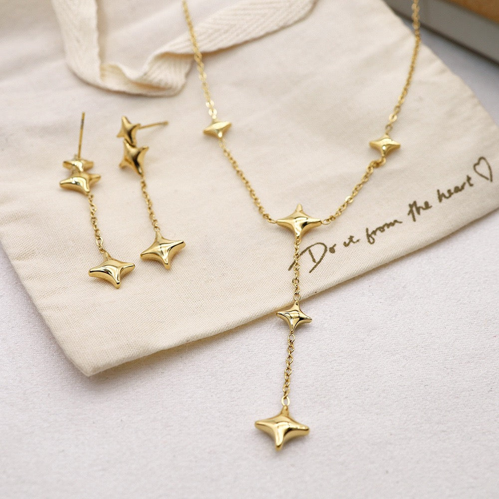 Dangle Starry Necklace and Earrings Set
