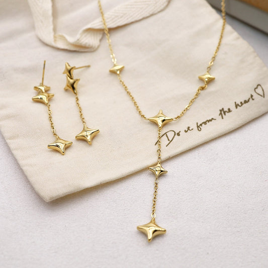 Dangle Starry Necklace and Earrings Set