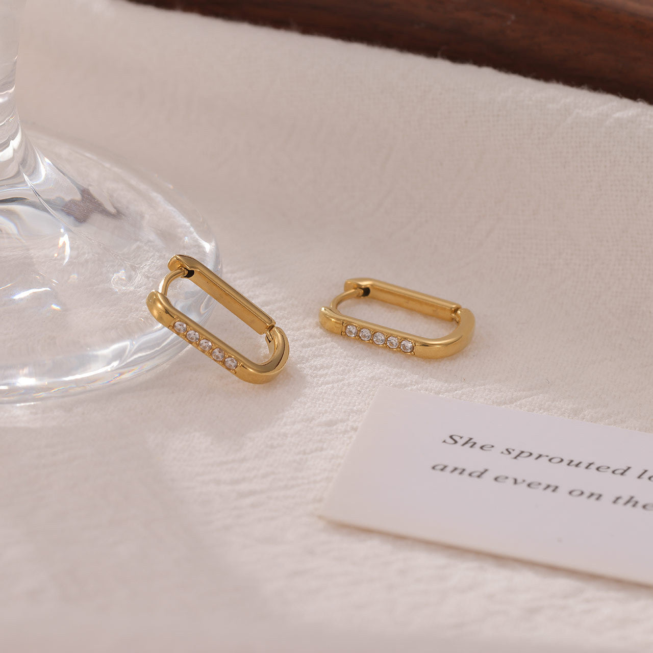 Square Hoops with Gem