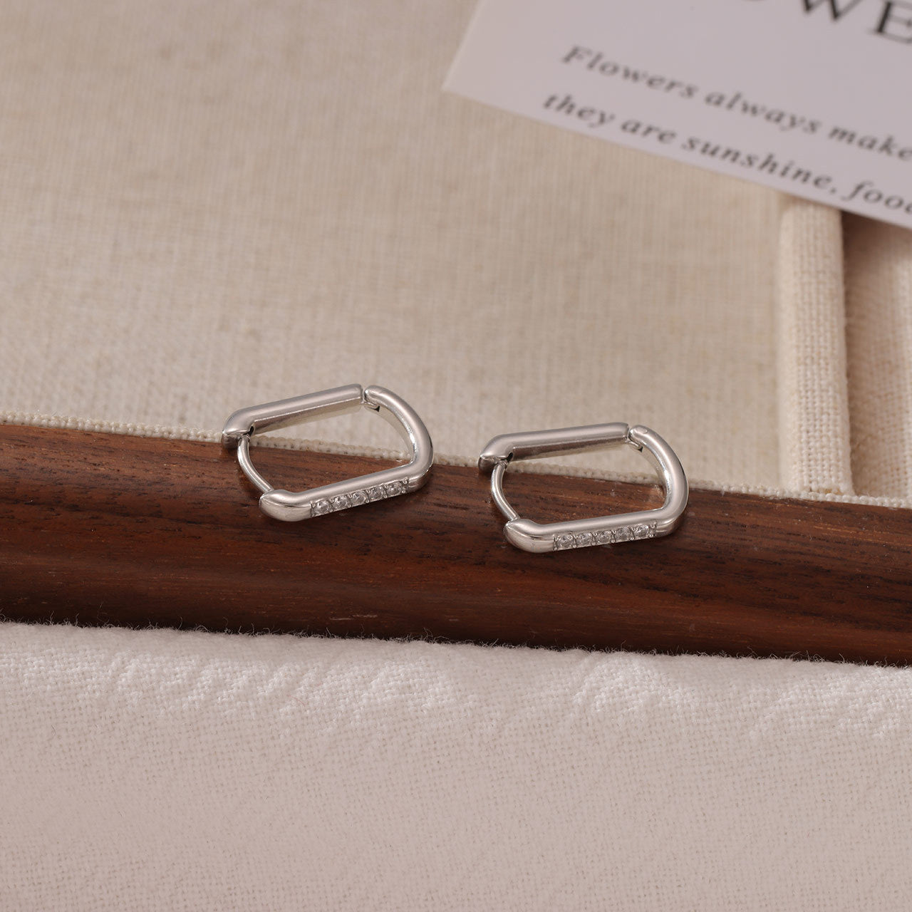 Square Hoops with Gem