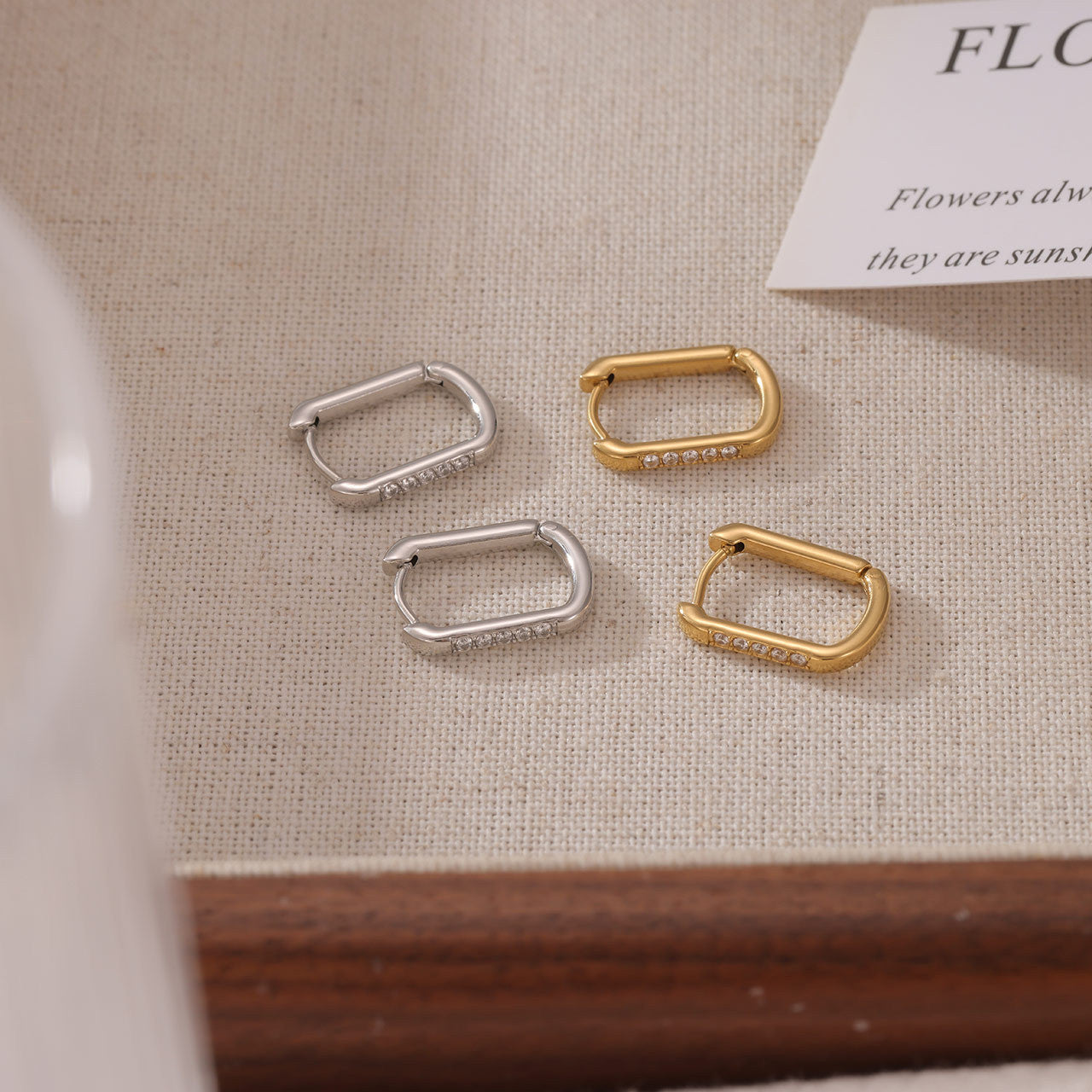 Square Hoops with Gem