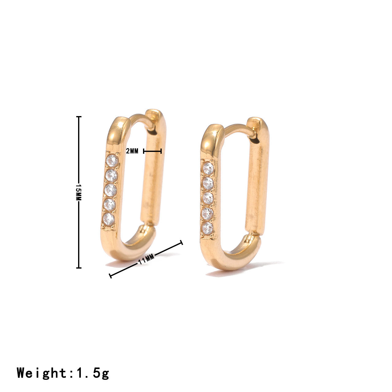 Square Hoops with Gem