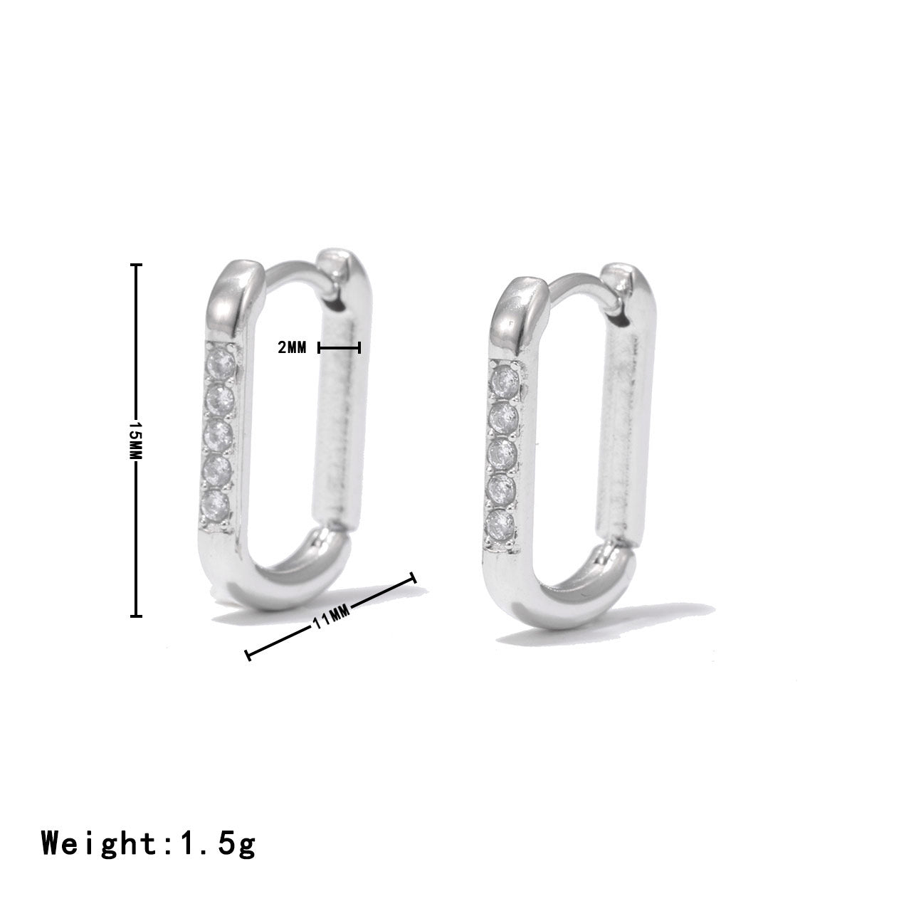 Square Hoops with Gem