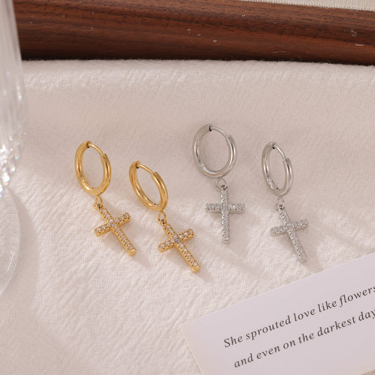Cross Hoop Earrings