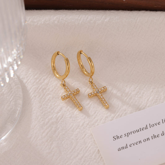 Cross Hoop Earrings