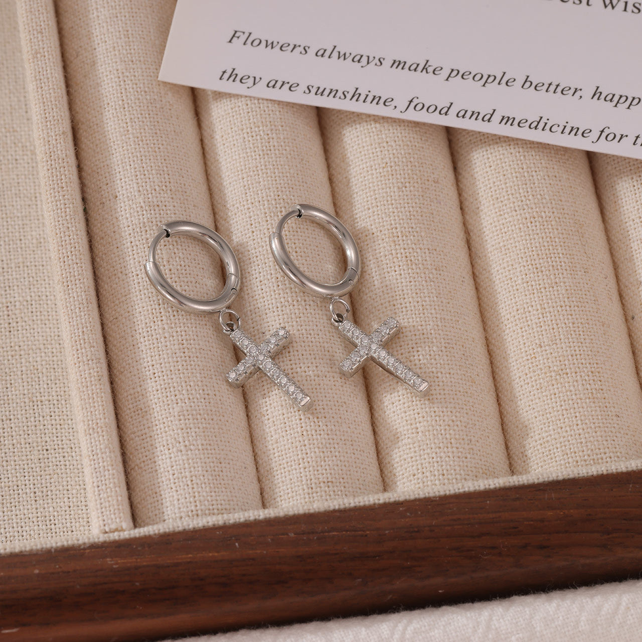 Cross Hoop Earrings