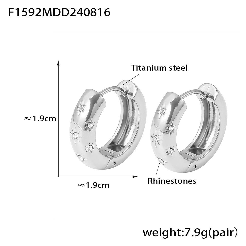 Star Rhinestone Huggie Hoop Earrings