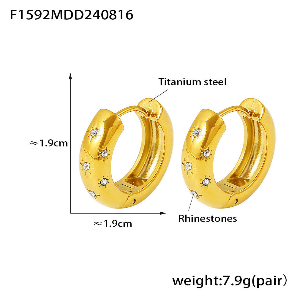 Star Rhinestone Huggie Hoop Earrings