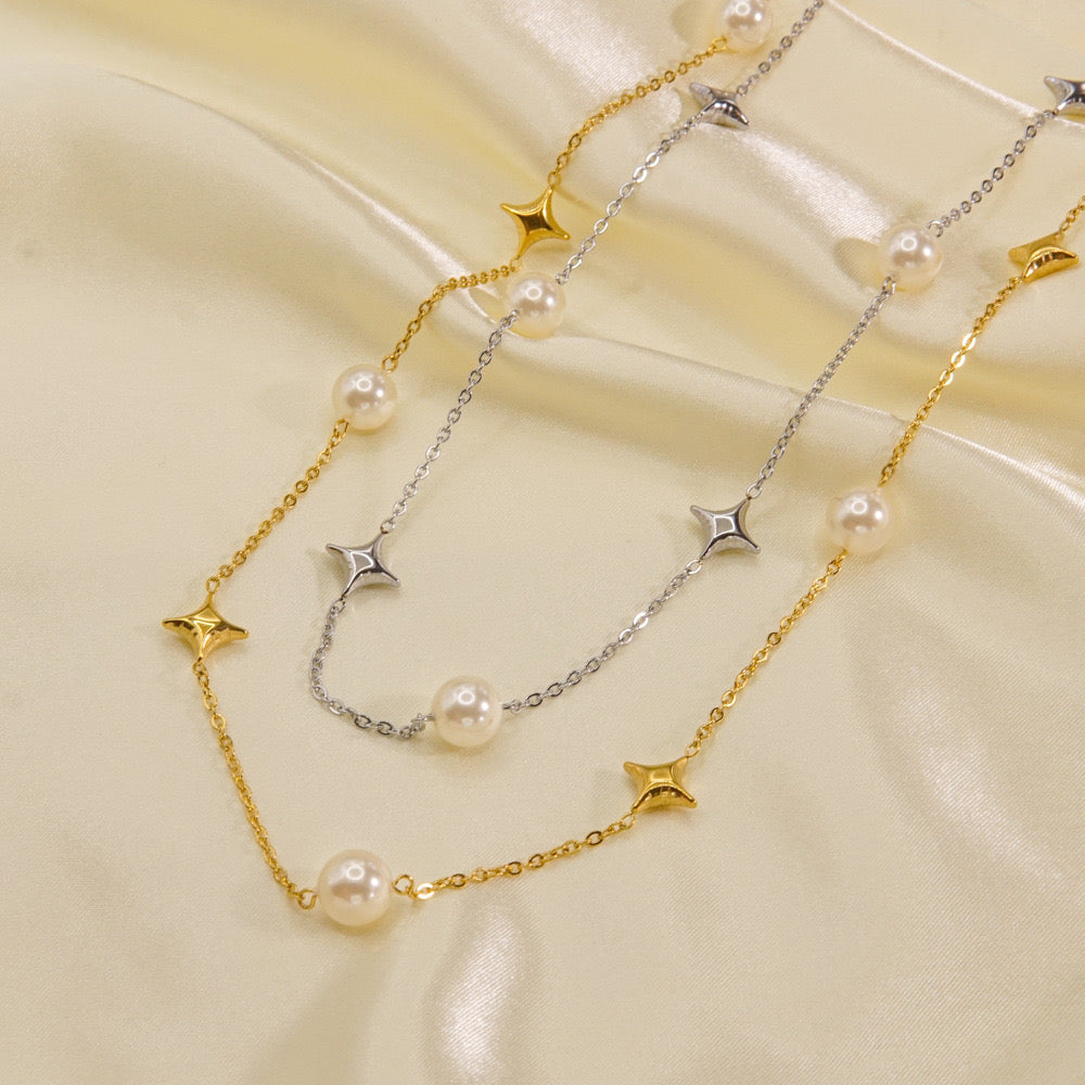 Celestial Pearl Star Necklace