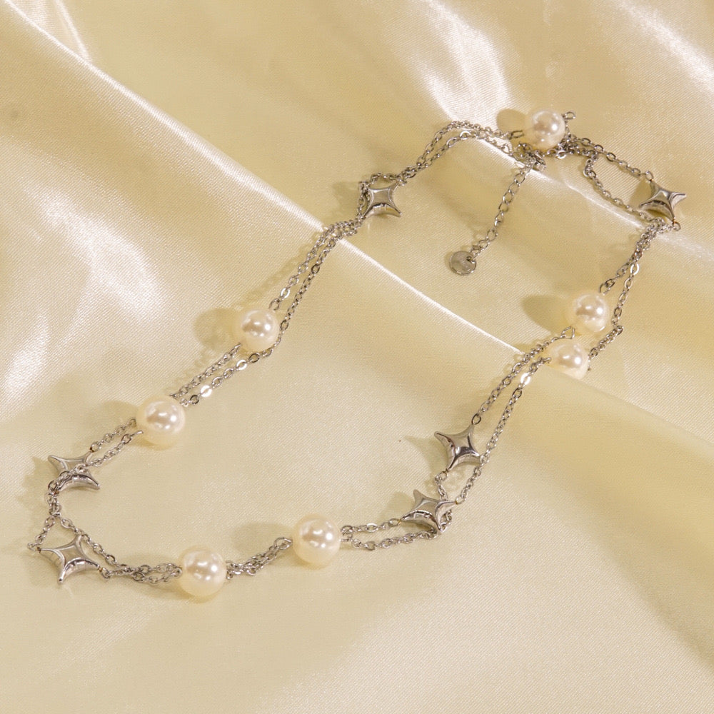 Celestial Pearl Star Necklace