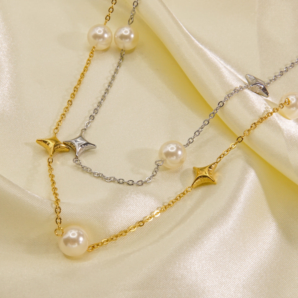 Celestial Pearl Star Necklace