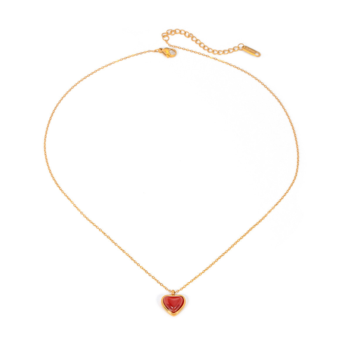 Red Agate Heart Pendant Necklace