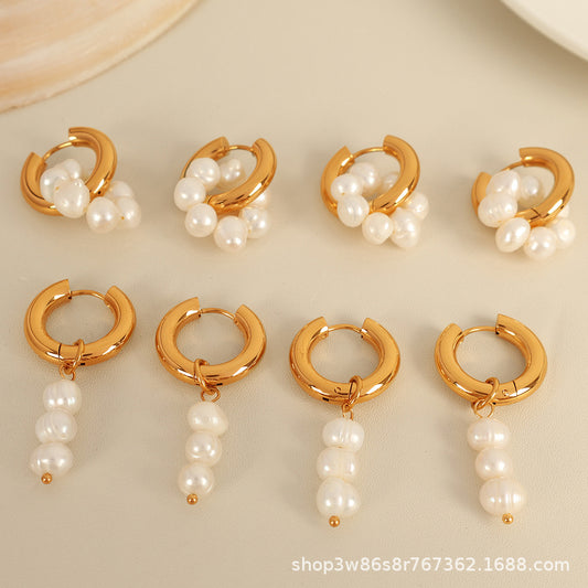 Mismatch Pearl Elegance Hoop Earrings