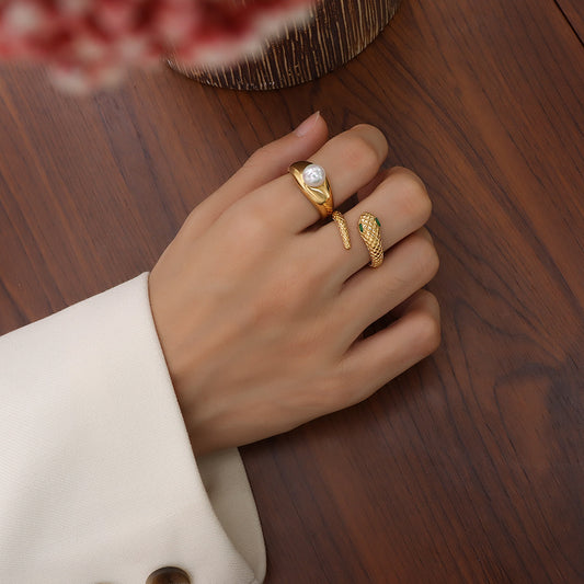 Serpent-Inspired Stainless Steel Ring