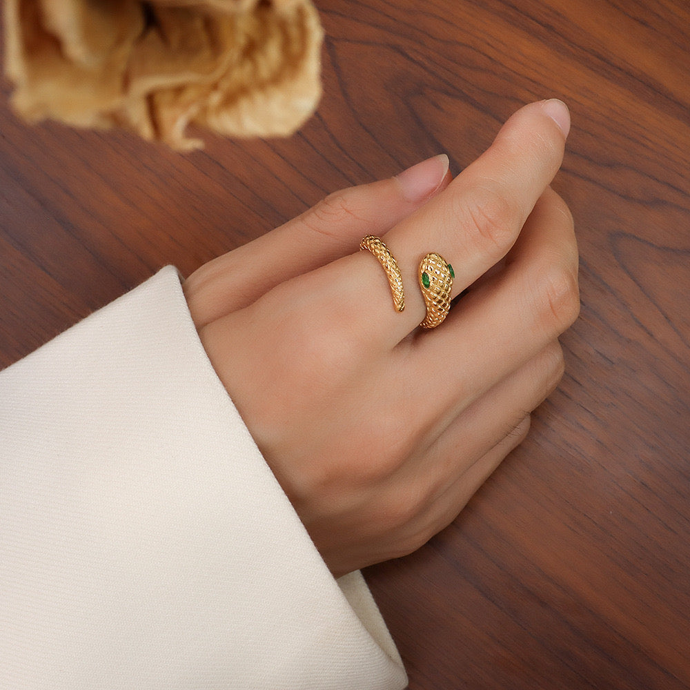 Serpent-Inspired Stainless Steel Ring